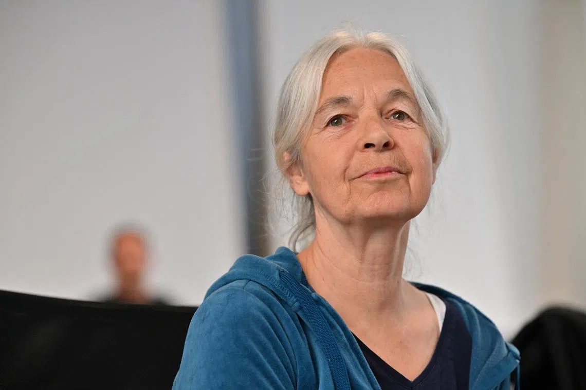 Daniela Klette, accused of being one of the last surviving members of the Red Army Faction group, who was arrested after decades on the run for armed robbery and attempted murder attends her trial in Verden, northern Germany, May 27, 2026.    Sina Schuldt/Pool via REUTERS