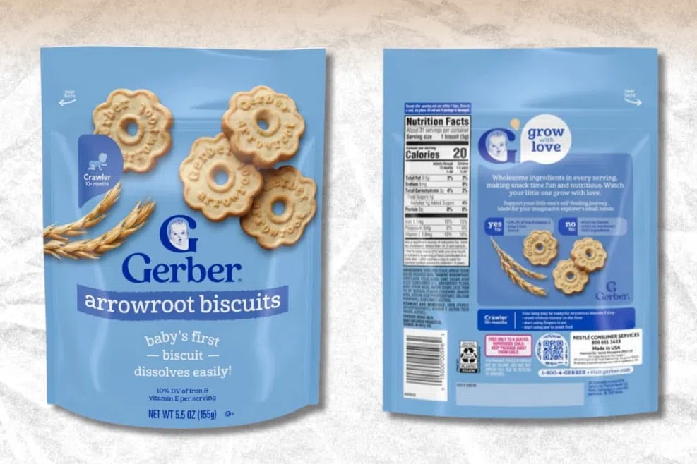 Three batches of Gerber Arrowroot Biscuits from the US have been recalled by Nestle.