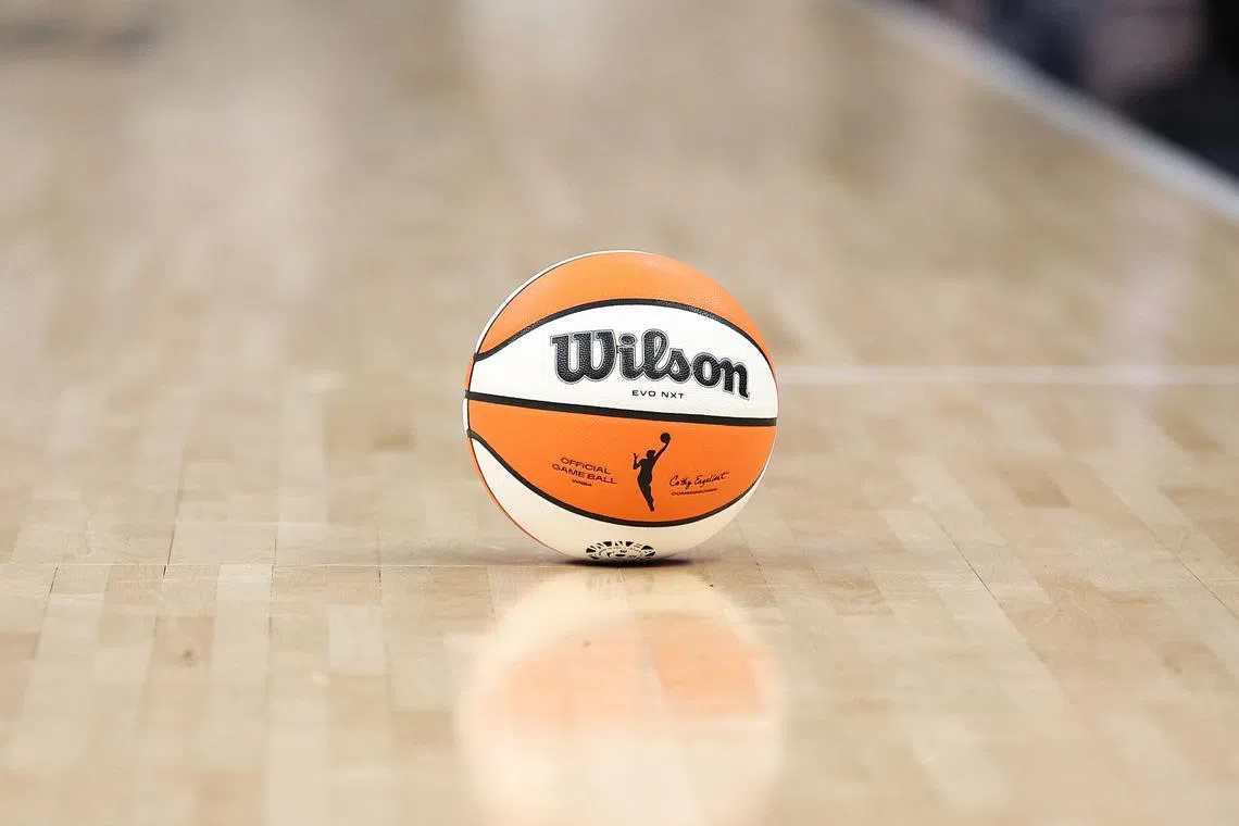Sep 29, 2024; Minneapolis, Minnesota, USA; A view of the ball during the second half of game one of the 2024 WNBA Semi-finals between the Minnesota Lynx and the Connecticut Sun at Target Center. Matt Krohn-Imagn Images/File Photo