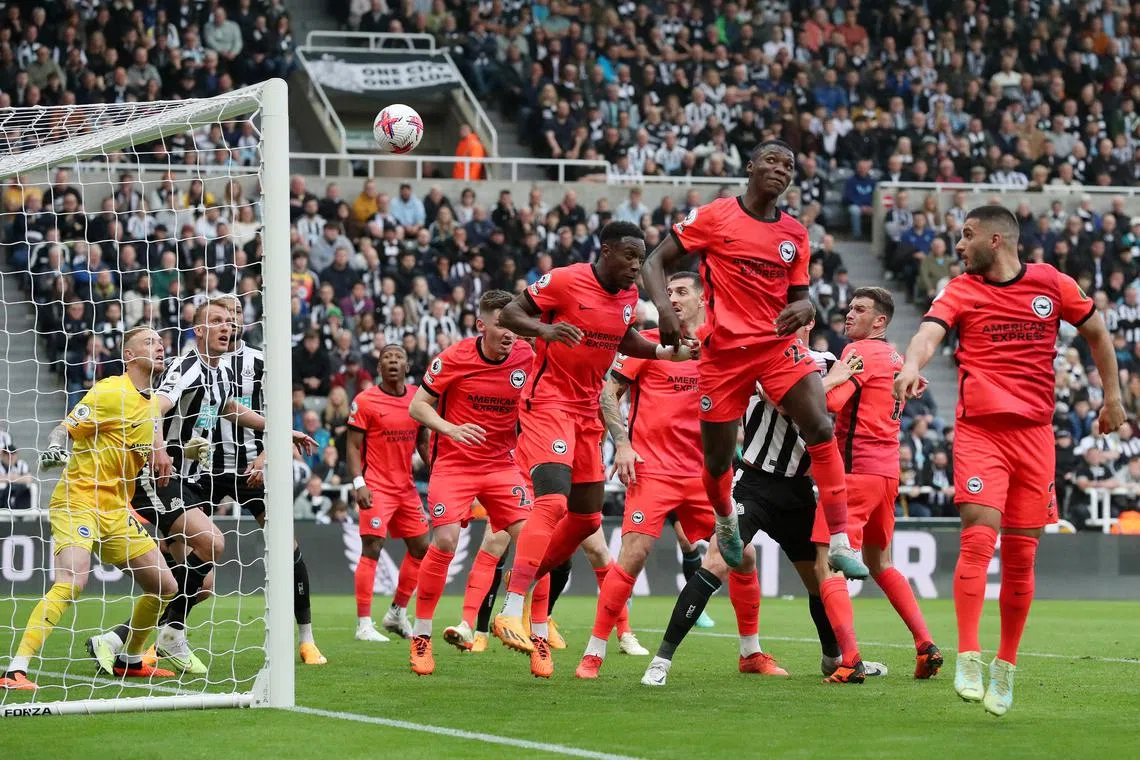 Brighton & Hove Albion's Deniz Undav scores an own goal and Newcastle United's first.