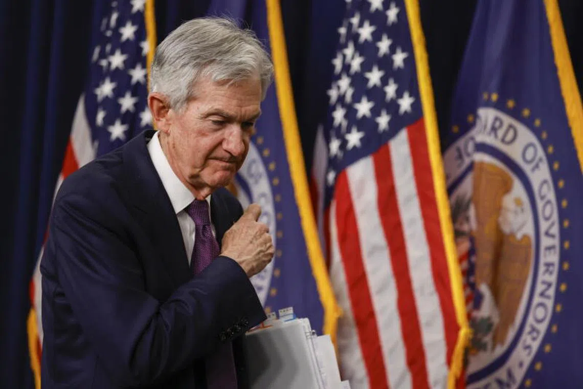 epa11784523 US Federal Reserve Board Chairman Jerome Powell departs following a press conference at the Federal Reserve in Washington, DC, USA, 18 December 2024. The Federal Reserve cut its target interest rate by a quarter percentage point and signaled less rate-cutting is on the way in 2025. EPA-EFE/SHAWN THEW