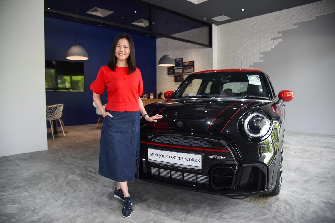 ST20240523_202462771220/ycmini24a/Heng Yi-Hsin/Cherie Lok/ 

Profile Eurokars Habitat Managing Director Cheryl Chiok, 57, at MINI Pitstop by Eurokars Habitat on May 23, 2024. 

ST PHOTO: HENG YI-HSIN