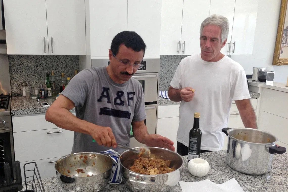 Dubai port giant DP World's former chief executive Sultan Ahmed Bin Sulayem, seen in this undated image with disgraced financier Jeffrey Epstein.