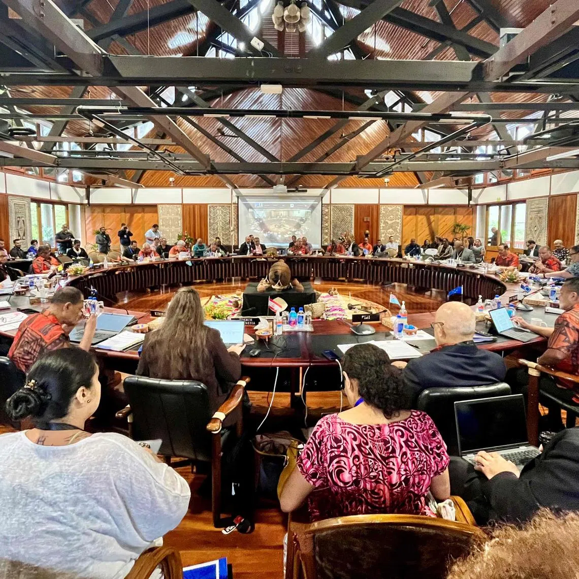 The annual Pacific Islands Forum Foreign Ministers Meeting in Suva on Aug 14. The US, China and Taiwan have been barred from an upcoming annual summit of Pacific island nations.