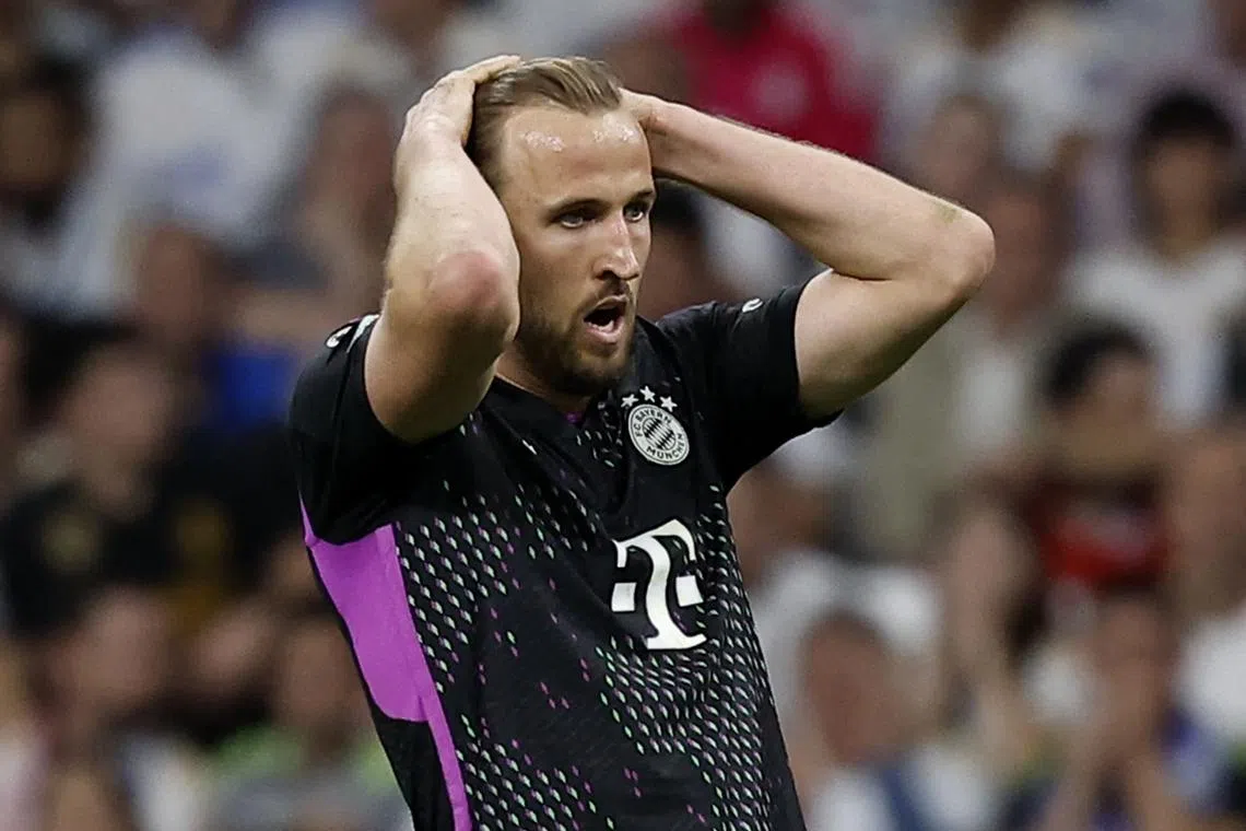Soccer Football - Champions League - Semi Final - Second Leg - Real Madrid v Bayern Munich - Santiago Bernabeu, Madrid, Spain - May 8, 2024  Bayern Munich's Harry Kane reacts REUTERS/Juan Medina