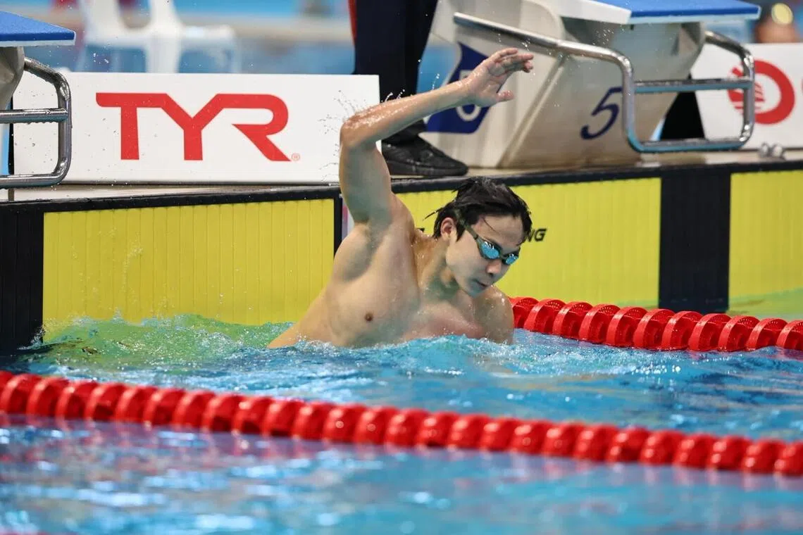 Julian Lee won the men’s 200m backstroke final on Aug 30 in 1:55.01 to smash Zackery Tay’s previous national record of 1:56.70 set in 2024.