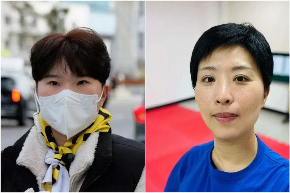 Ms Kim Ah-yeon (left) and Ms Han Ji-young are some of the participants of a campaign that encourages women to show off their short crops.
