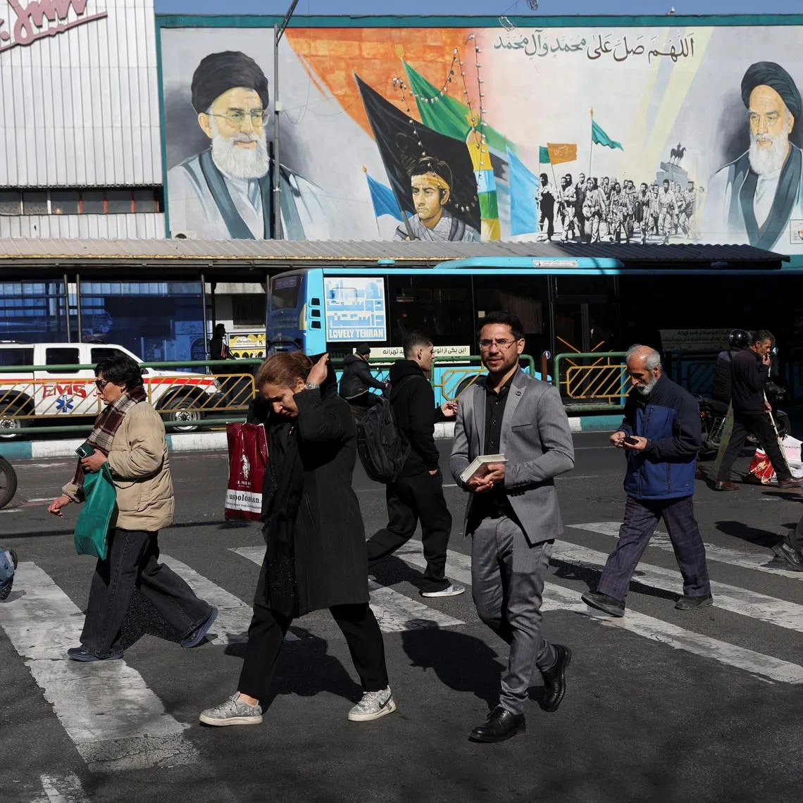 People walk on a street in Tehran, Iran, January 31, 2026. Majid Asgaripour/WANA (West Asia News Agency) via REUTERS ATTENTION EDITORS - THIS PICTURE WAS PROVIDED BY A THIRD PARTY