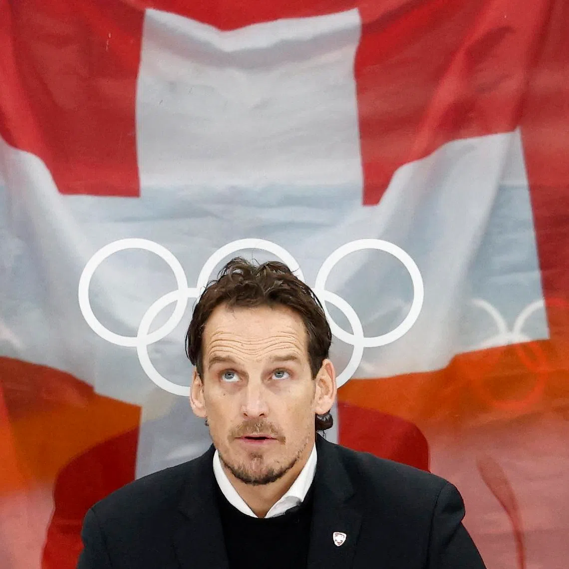 Milano Cortina 2026 Olympics - Ice Hockey - Men's Preliminary Round - Group A - Switzerland vs France - Milano Santagiulia Ice Hockey Arena, Milan, Italy - February 12, 2026. Head coach Patrick Fischer of Switzerland REUTERS/David W Cerny