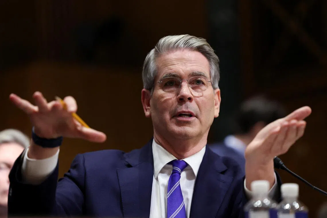 Mr Scott Bessent, US President-elect Donald Trump's nominee to be secretary of treasury, speaking at his Senate confirmation hearing in Washington, on Jan 16.