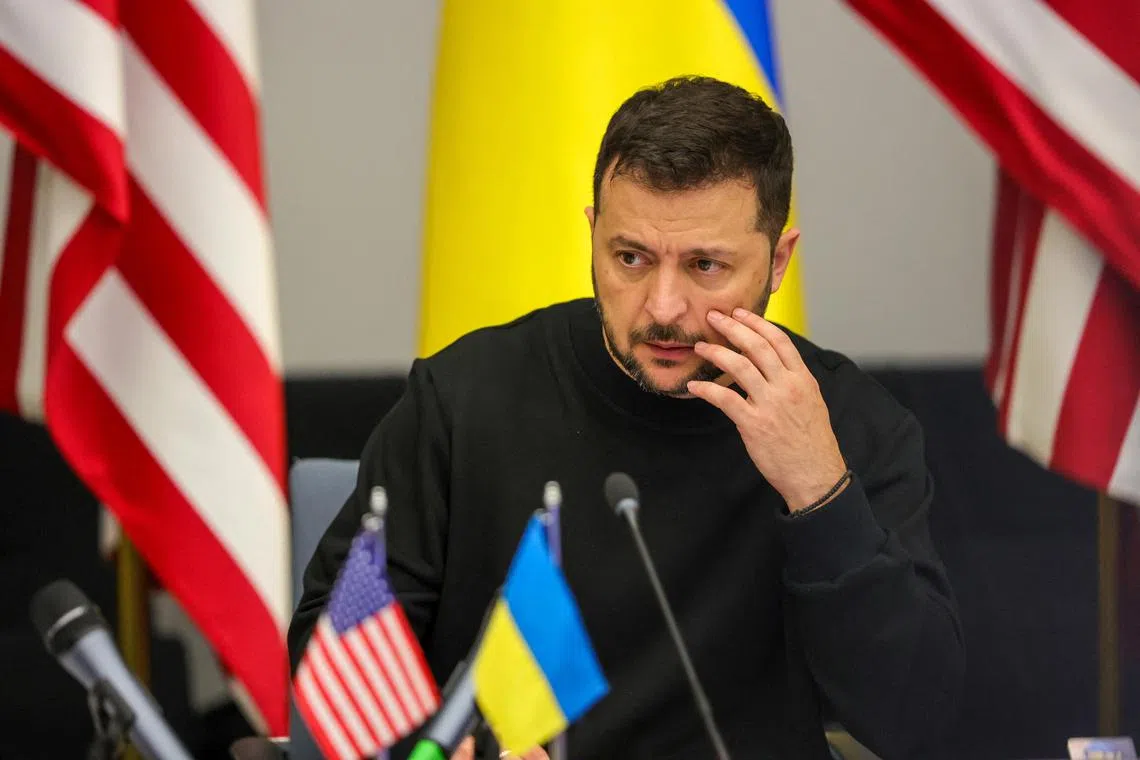 Ukrainian President Volodymyr Zelensky was speaking at the Nato headquaters during a US-led forum known as the Ukraine Defense Contact Group.