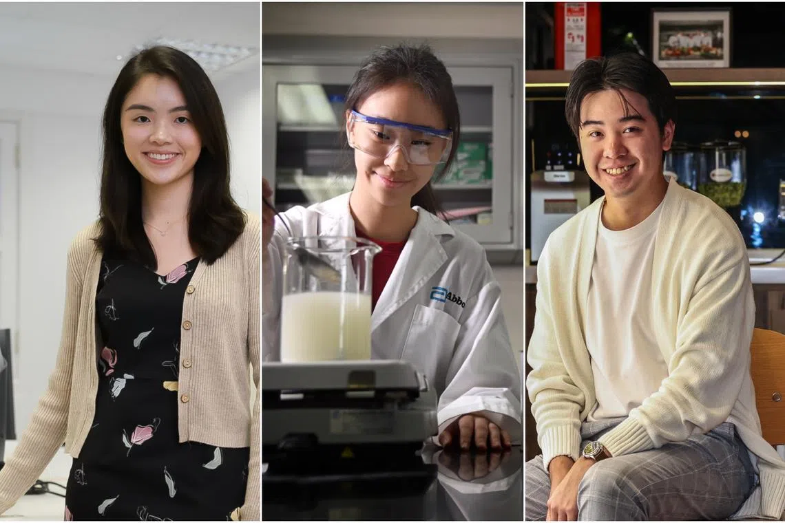 (From left) Ms Kellina Loo, Ms Emma Peh and Mr Lim Yi Kai see internships as a way to explore different interests and advance their career prospects.