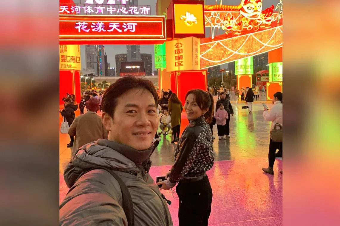 Local celebrity couple Qi Yuwu and Joanne Peh spent their Chinese New Year in Guangzhou, China.