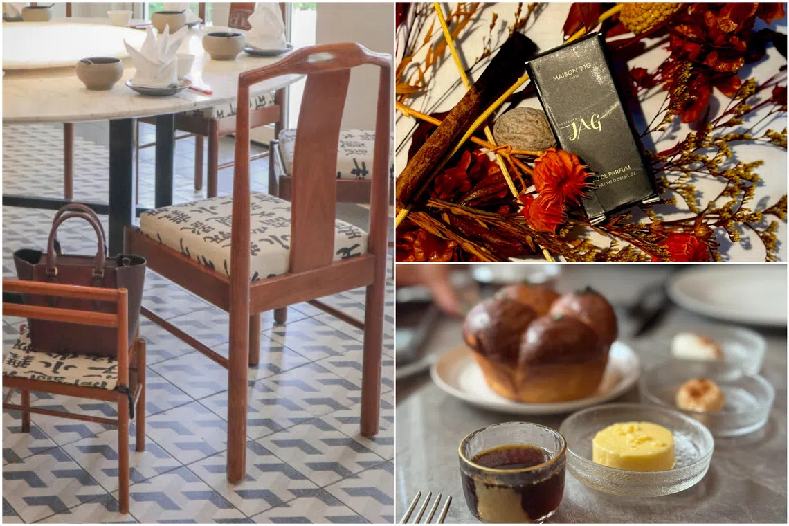 From seat for your bag, to door gifts and a complimentary consomme (bottom right), many restaurants have put in extra efforts to make dining experiences memorable. 