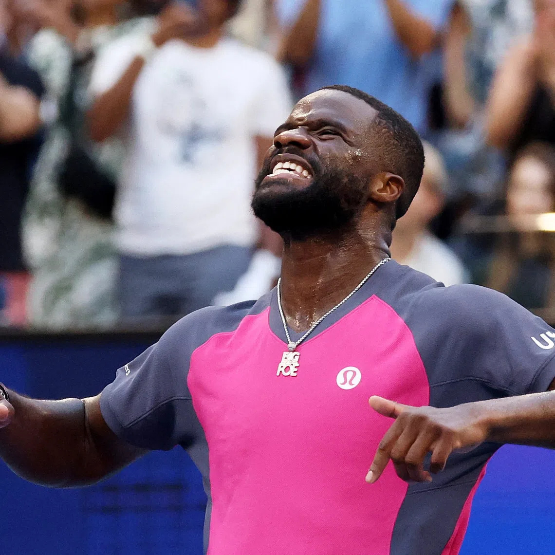 Tennis - U.S. Open - Flushing Meadows, New York, United States - September 6, 2026 Frances Tiafoe of the U.S. celebrates after winning his round of 16 match against Russia's Daniil Medvedev IMAGN IMAGES via Reuters/Geoff Burke