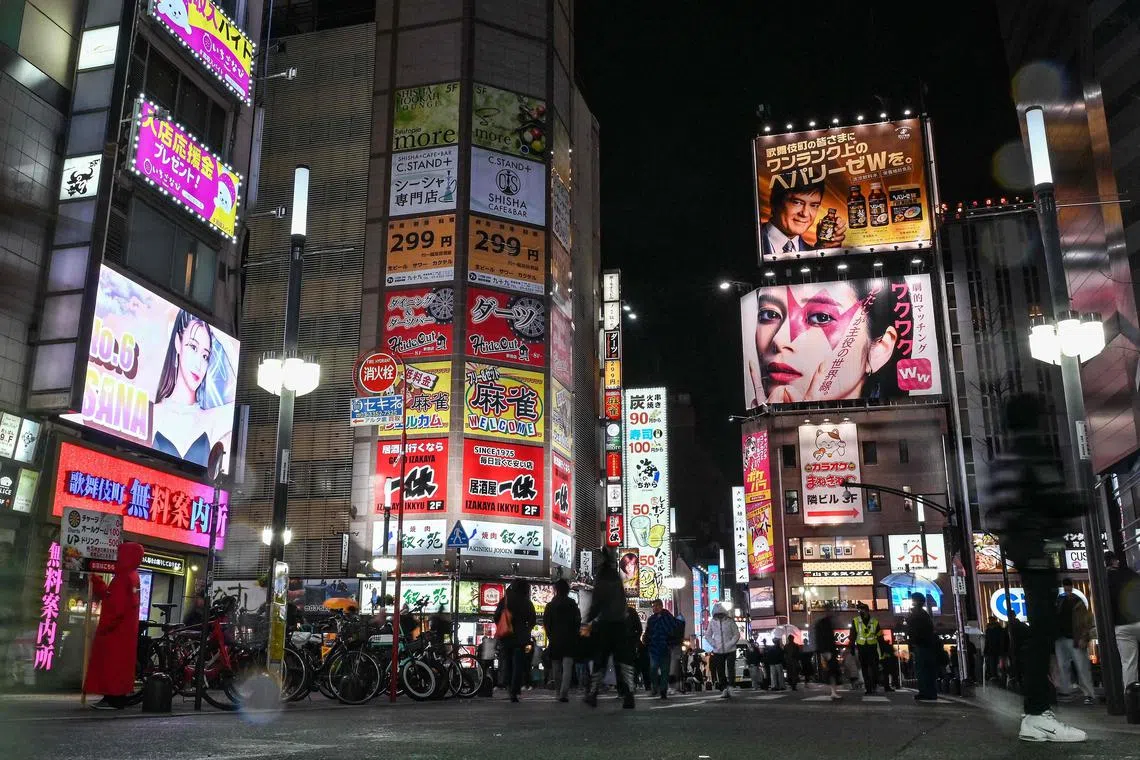 A general view of the red-light entertainment area of Kabukicho in Tokyo’s Shinjuku district.