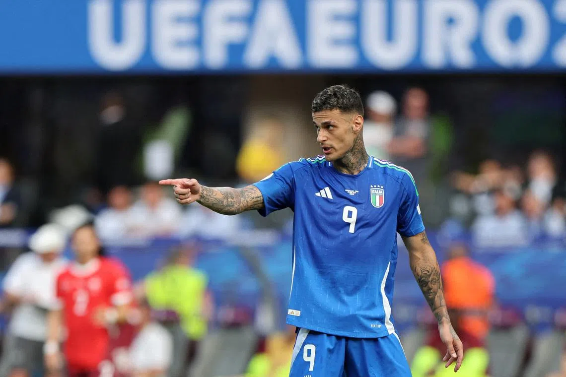 FILE PHOTO: Soccer Football - Euro 2024 - Round of 16 - Switzerland v Italy - Berlin Olympiastadion, Berlin, Germany - June 29, 2024  Italy's Gianluca Scamacca reacts REUTERS/Karina Hessland/File Photo