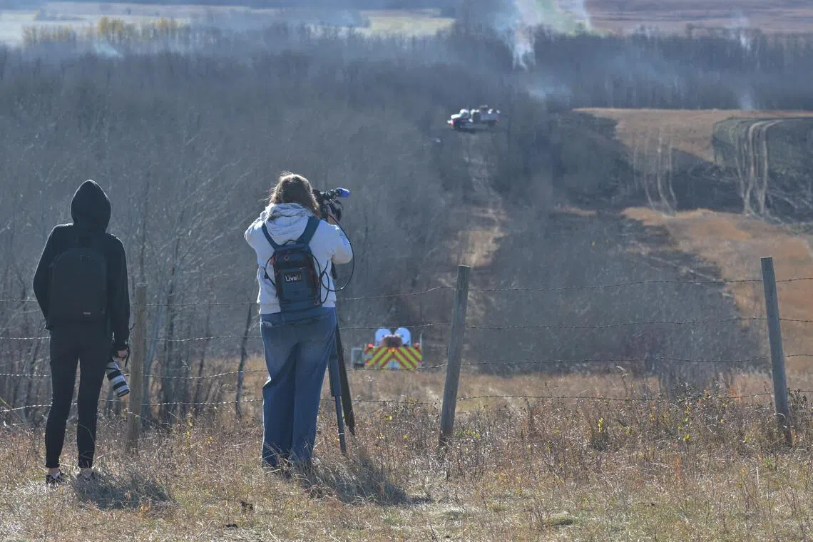 Due to the blaze being in the “permanent danger area” of the range, firefighters were unable to directly combat it.