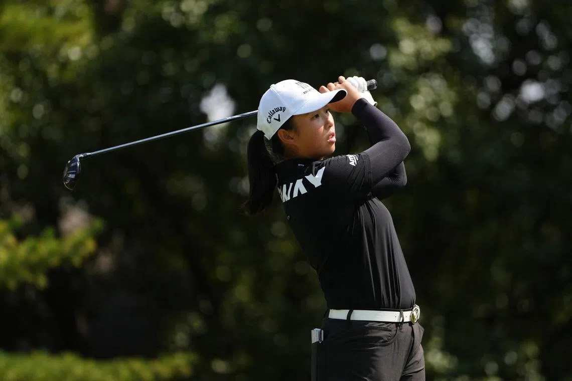 China's Yin Ruoning Yin playing her shot from the fifth tee during the final round of the Kroger Queen City Championship.