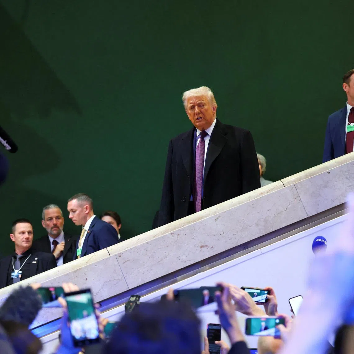 U.S. President Donald Trump speaks to the media during the 56th annual World Economic Forum (WEF) meeting in Davos, Switzerland, January 22, 2026. REUTERS/Denis Balibouse