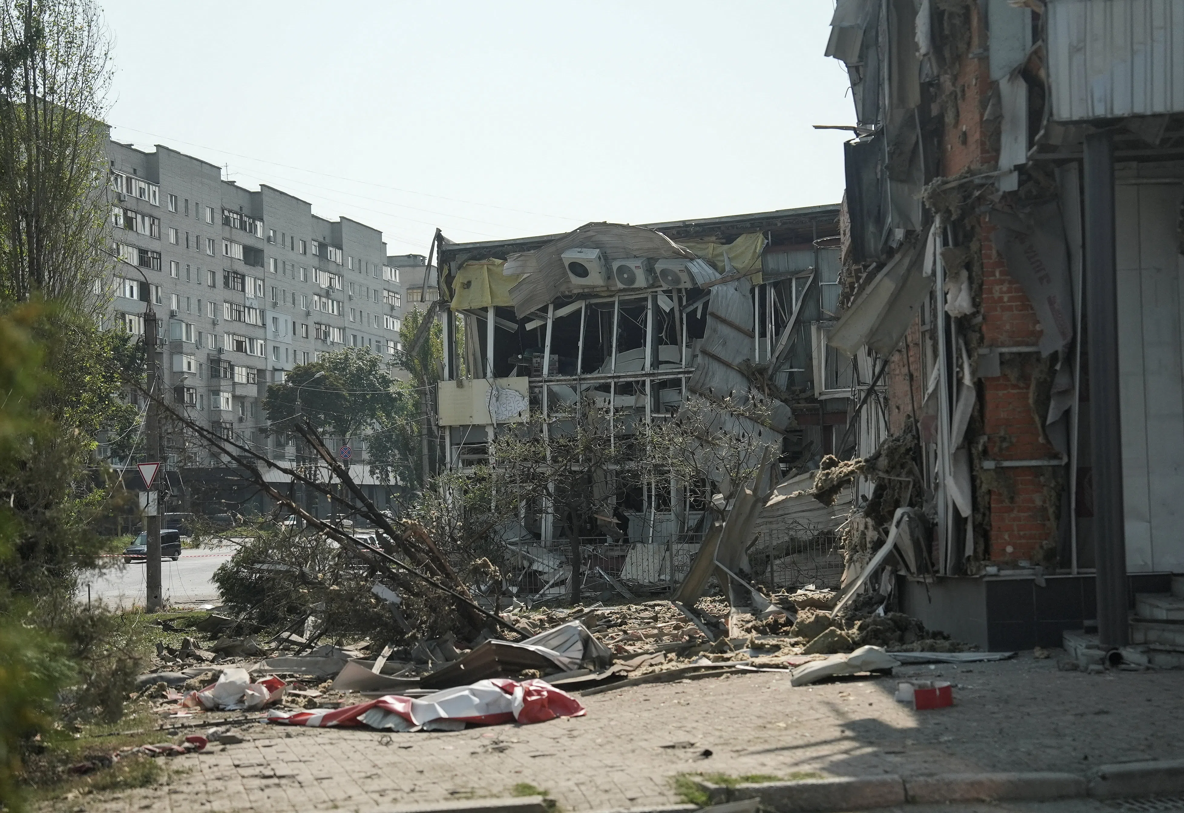A shopping mall destroyed by a Russian strike in Sumy, Ukraine, on Aug 6.