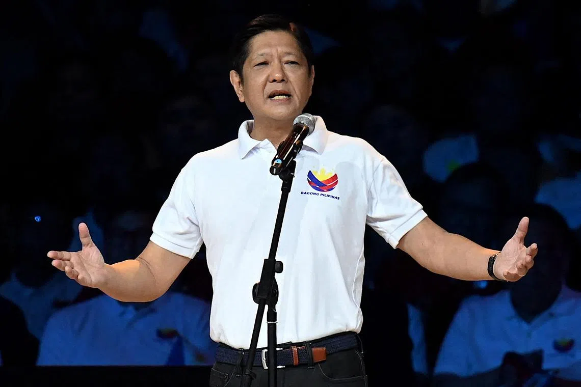 Philippine President Ferdinand Marcos Jr delivers a speech during a rally for the New Philippines movement on Jan 28.