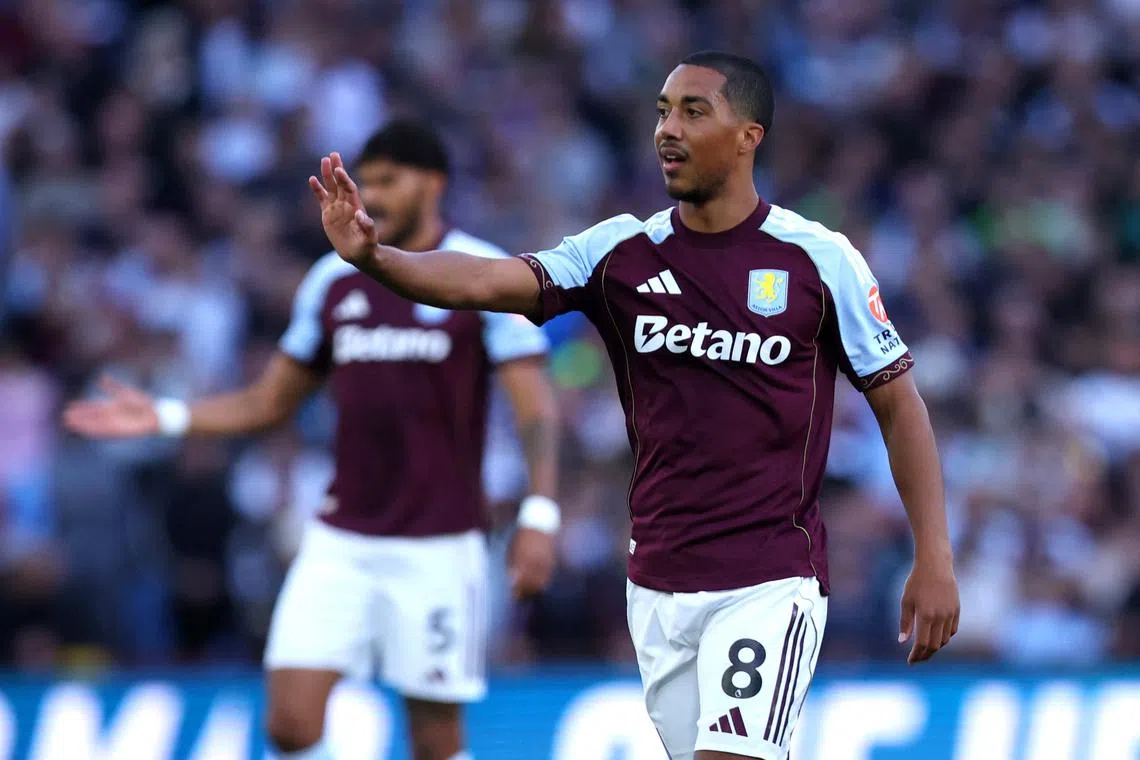 FILE PHOTO: Soccer Football - Premier League - Aston Villa v Crystal Palace - Villa Park, Birmingham, Britain - August 31, 2025 Aston Villa's Youri Tielemans reacts Action Images via Reuters/Craig Brough/ File Photo