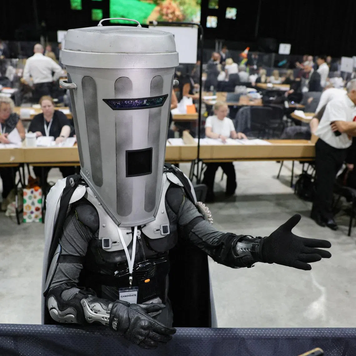 Count Binface, a figure created by comedian Jonathan Harvey, has run against three prime ministers over the last decade to poke fun at them while, he says, celebrating democracy.