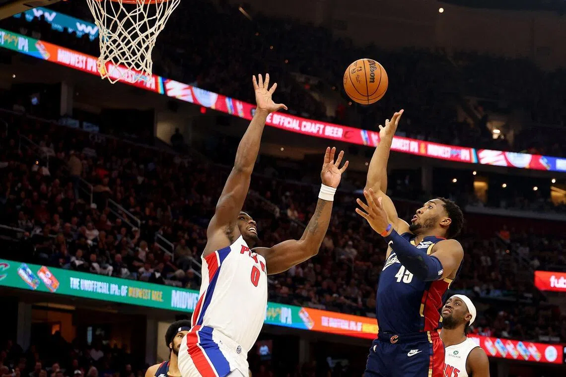 The Cleveland Cavaliers' Donovan Mitchell shooting against Detroit Pistons' Jalen Duren during game six of their NBA Eastern Conference semi-final series on May 15.
Detroit won 115-94 to tie the series at 3-3.