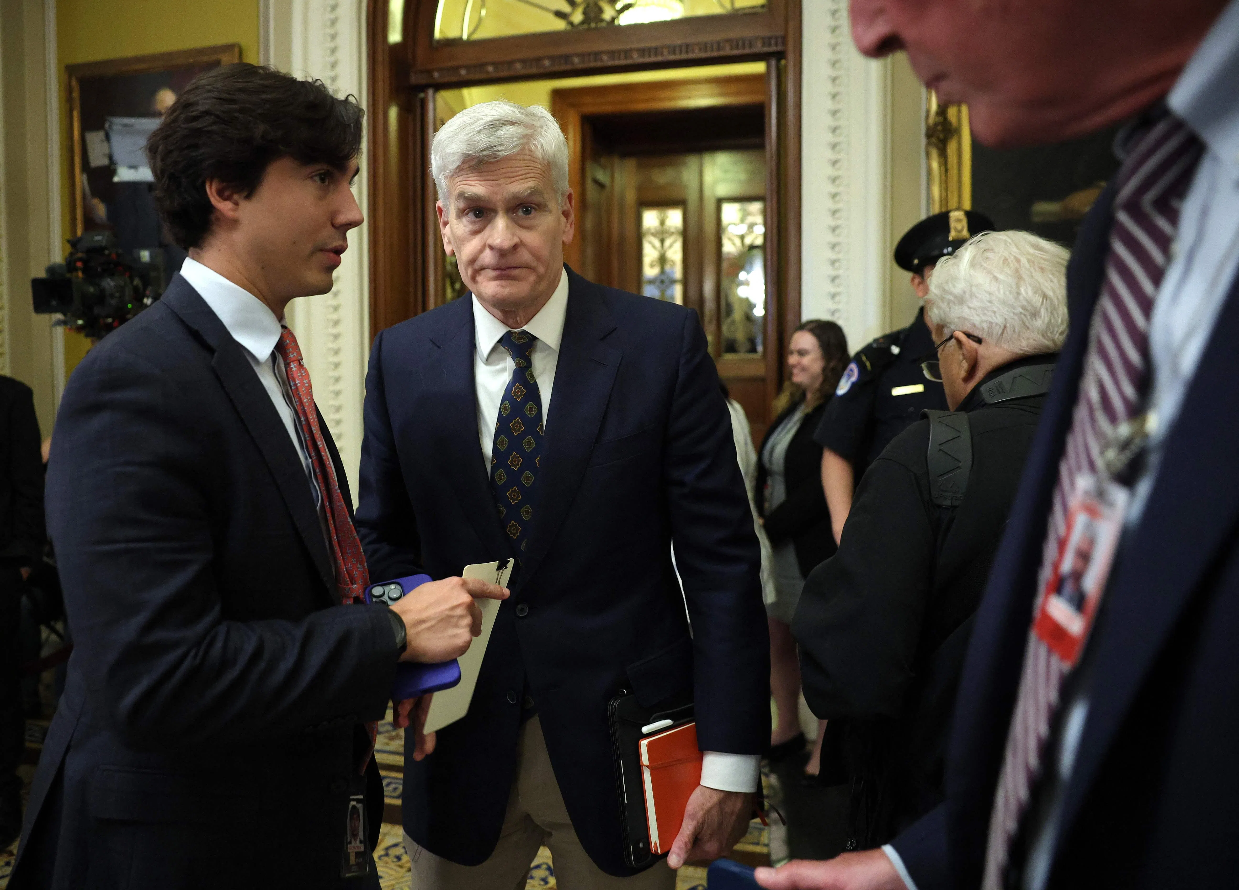 WASHINGTON, DC - JUNE 24: Sen. Bill Cassidy (R-LA) leaves the Senate Chamber for a meeting with President Donald Trump on Capitol Hill on June 24, 2026 in Washington, DC. President Trump is visiting Capitol Hill to meet with the Republican Senate Steering Committee. Kevin Dietsch/Getty Images/AFP (Photo by Kevin Dietsch / GETTY IMAGES NORTH AMERICA / Getty Images via AFP)
