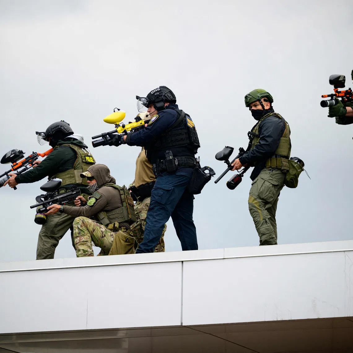 Federal agents firing pepper balls at anti-I.C.E. protesters in Portland, Oregon, on Oct 12.