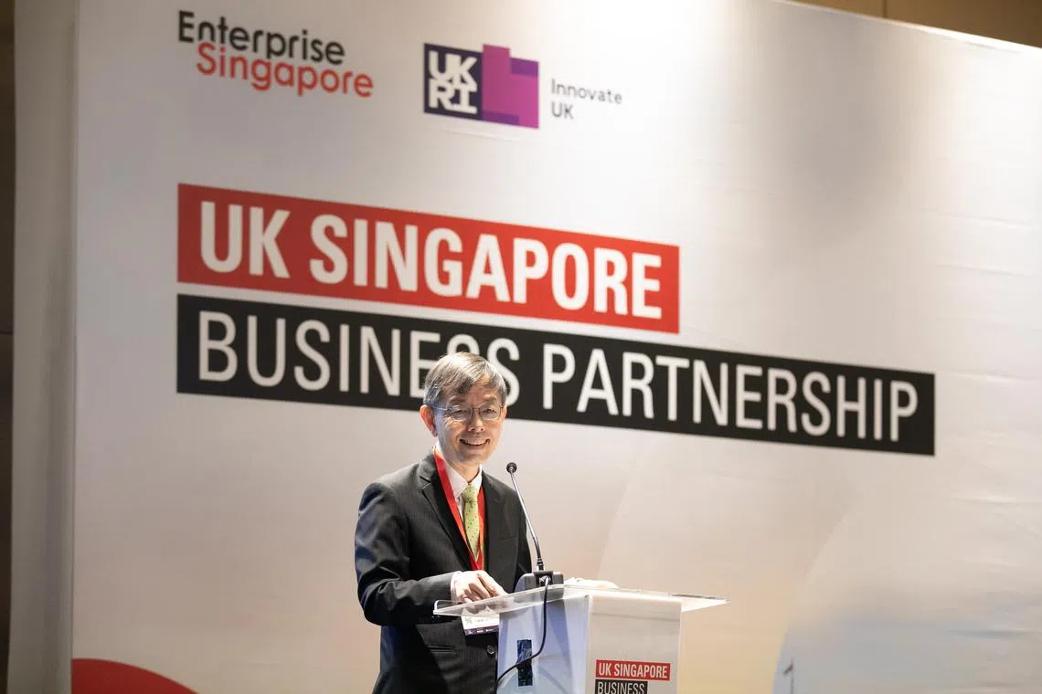 Mr. Peter Ong, Chairman of EnterpriseSG speaking at the UK-Singapore Business Partnership.
