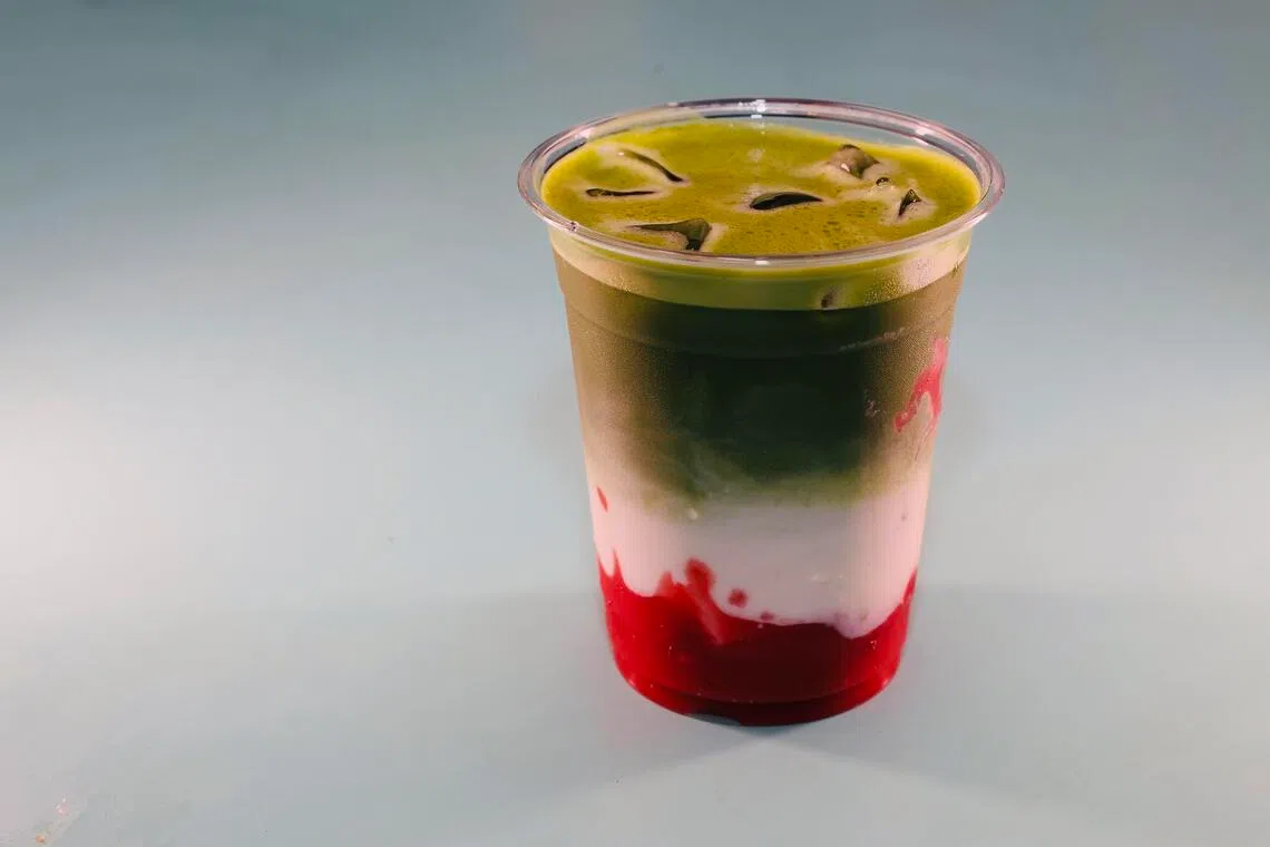 Strawberry Matcha Latte at White Bar.