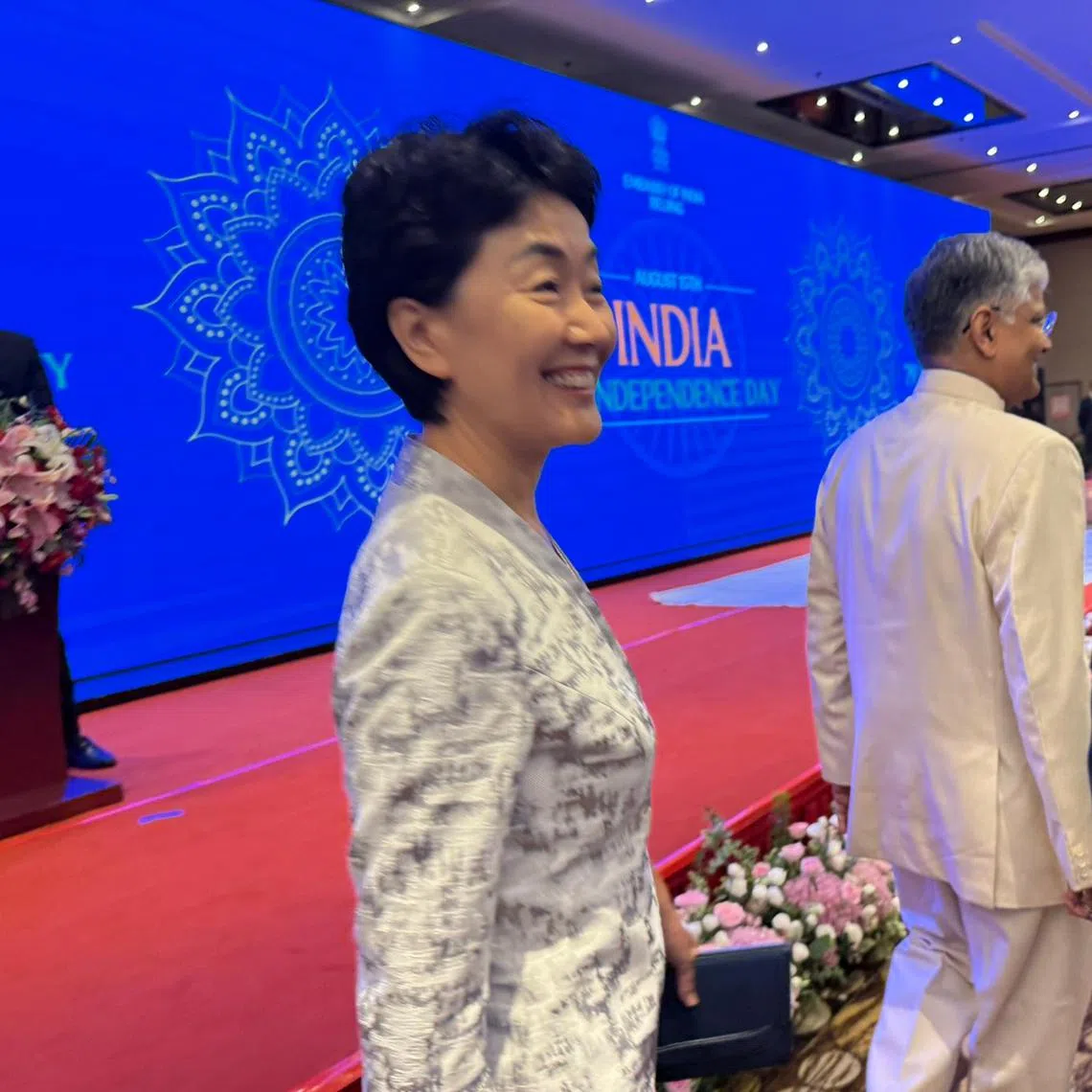 Ms Sun Haiyan (left) appeared at an event organised by the Indian embassy in Beijing on the evening of Aug 15.