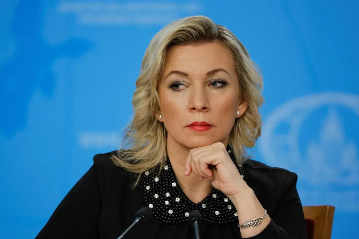 Russian Foreign Ministry spokeswoman Maria Zakharova listens during the annual news conference of Foreign Minister Sergei Lavrov (not pictured) in Moscow, Russia January 18, 2023. REUTERS/Shamil Zhumatov/File Photo