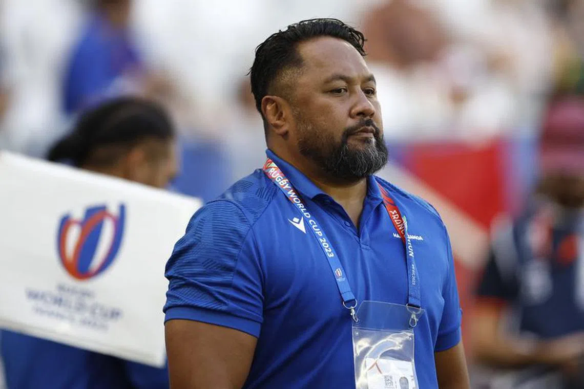 Rugby Union - Rugby World Cup 2023 - Pool D - Samoa v Chile - Matmut Atlantique, Bordeaux, France - September 16, 2023 Samoa head coach Seilala Mapusua before the match REUTERS/Stephane Mahe