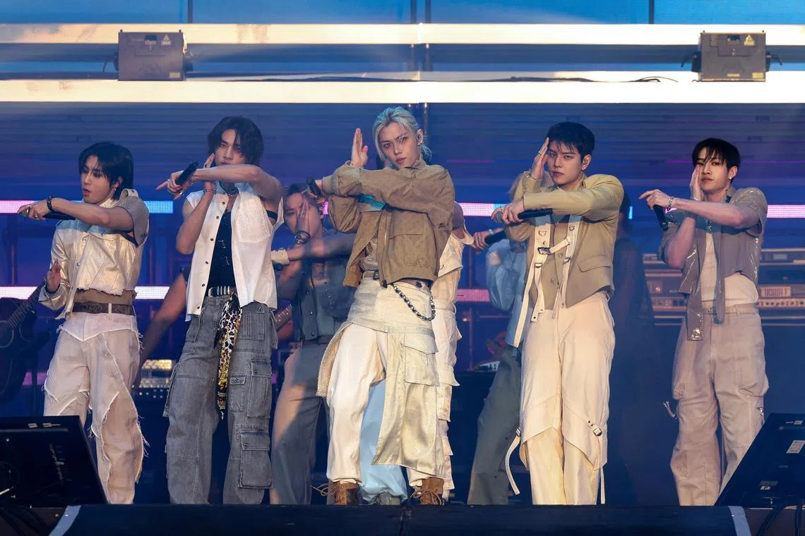 Stray Kids perform at the British Summer Time (BST) festival at Hyde Park in London on July 14. 
