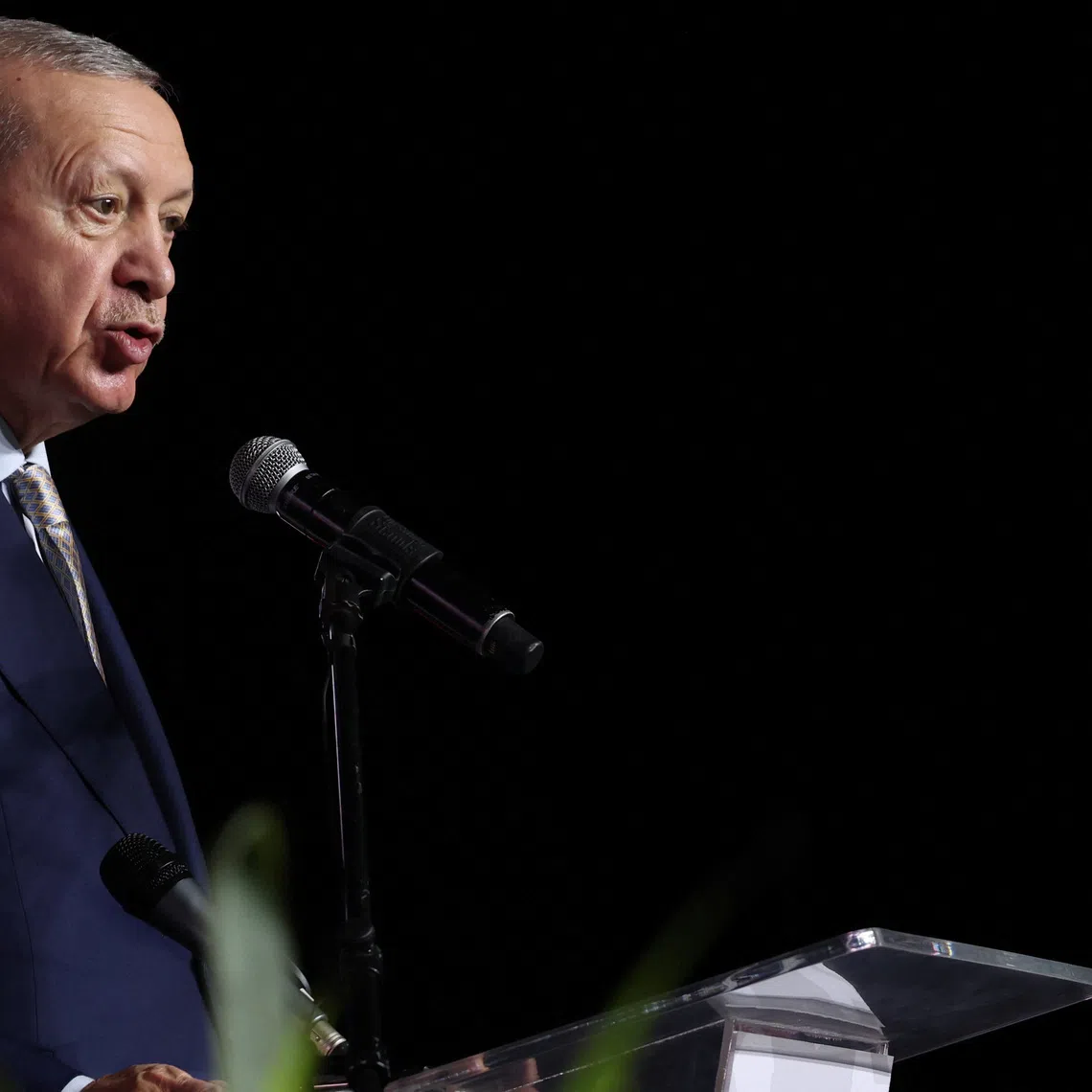 Turkey's President Tayyip Erdogan speaks to the media at the end of the G20 Leaders' Summit in Johannesburg, South Africa, November 23, 2025. REUTERS/Sodiq Adelakun