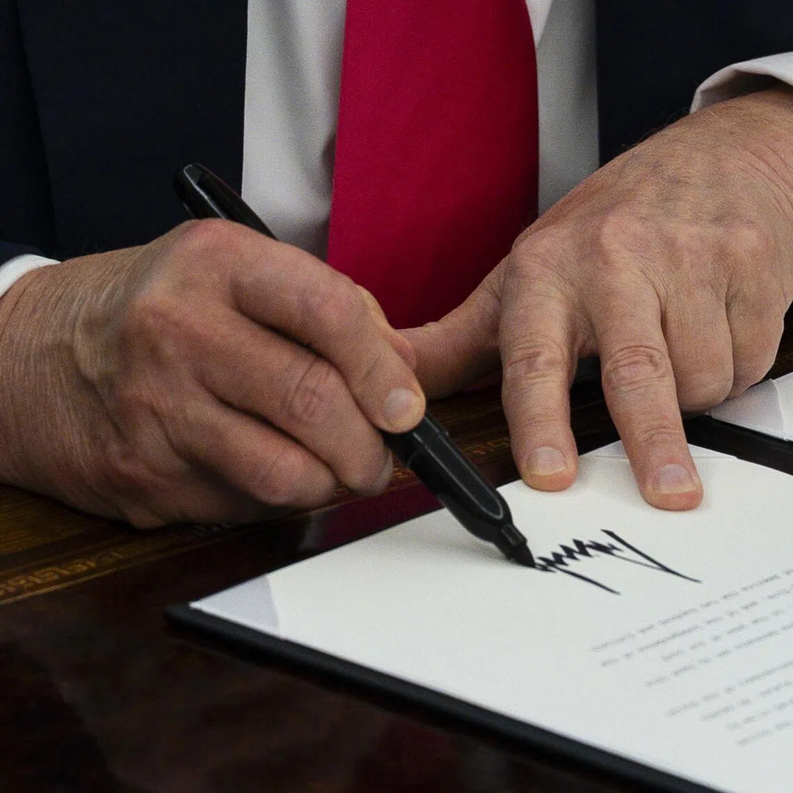 US President Donald Trump’s distinctive, large and bold signature has captured the public’s attention.