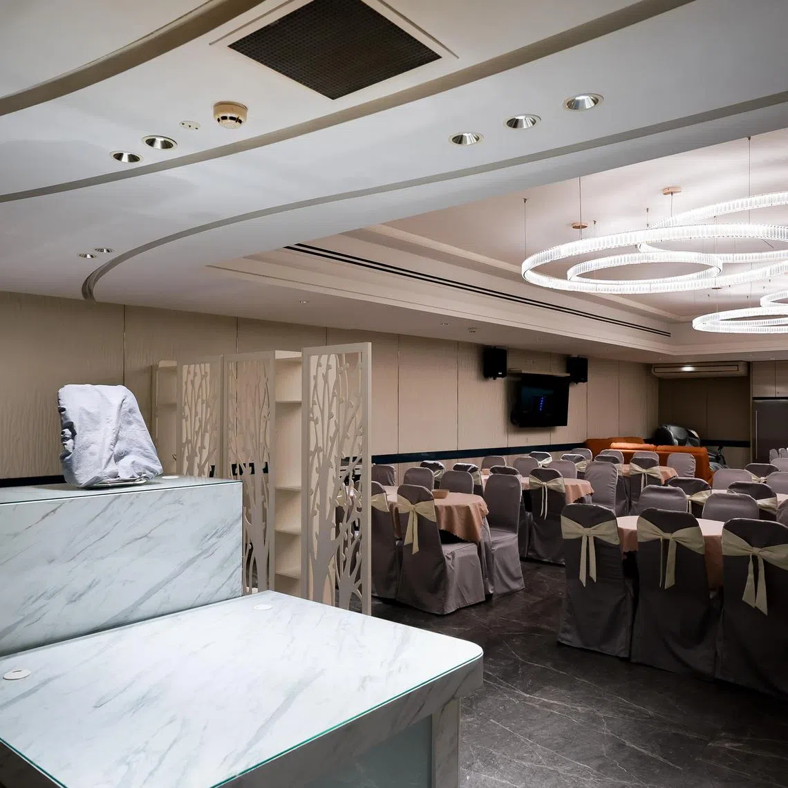 A funeral hall at Singapore Casket at Lavender Street on May 22, 2025.