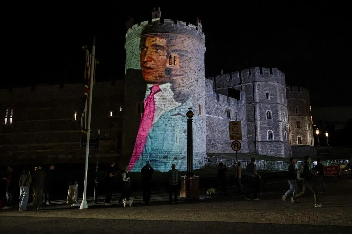 An image of US President Donald Trump alongside disgraced financier Jeffrey Epstein that was projected at Windsor Castle on Sept 16.