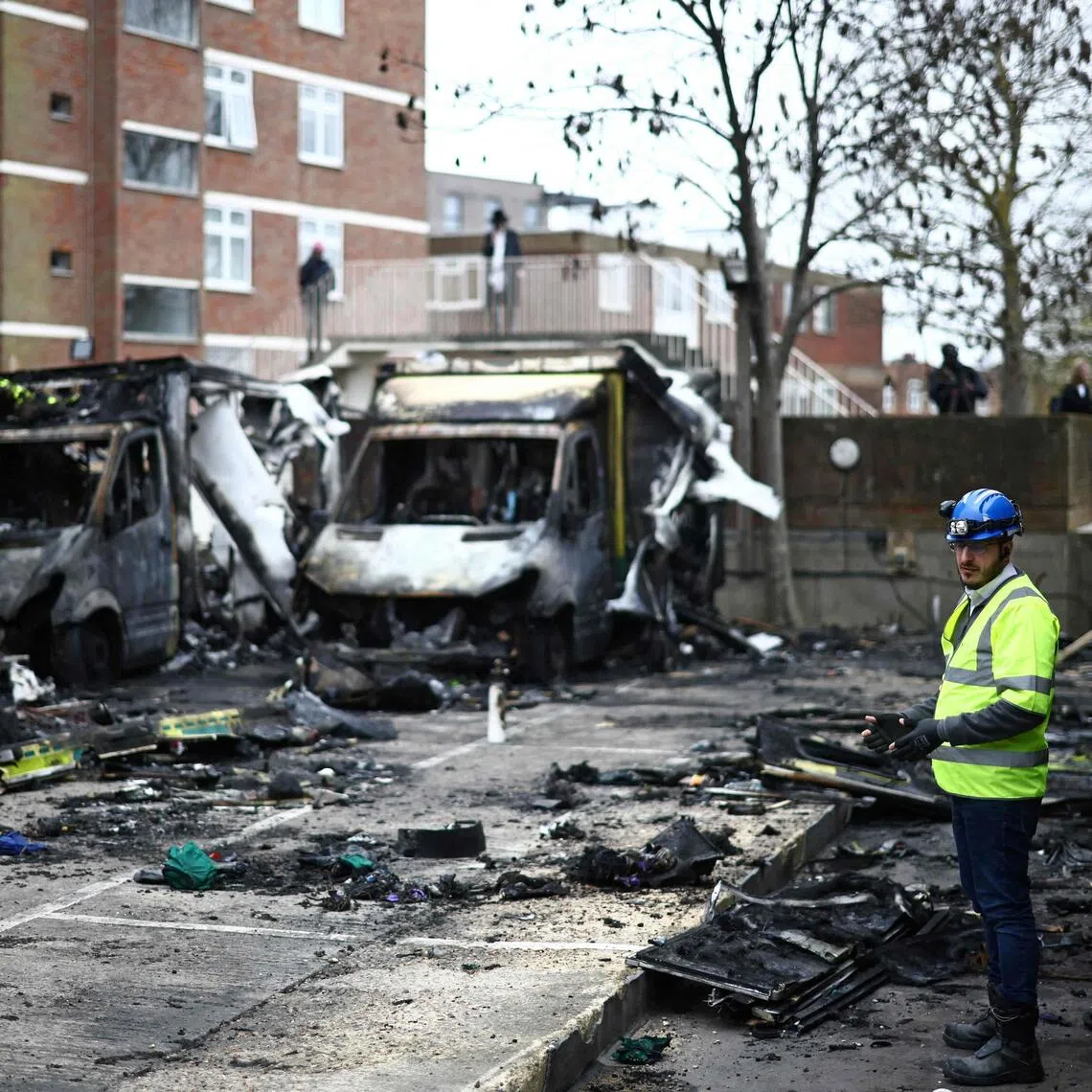 The scene of an anti-Semitic arson attack in the Golders Green neighbourhood of north London, on March 24.