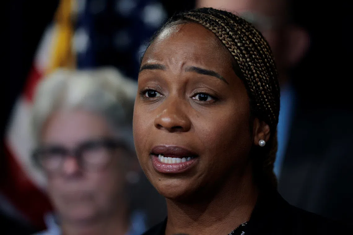 Massachusetts Attorney General Andrea Joy Campbell at a press conference in Boston, Massachusetts, U.S., August 26, 2026. REUTERS/Brian Snyder