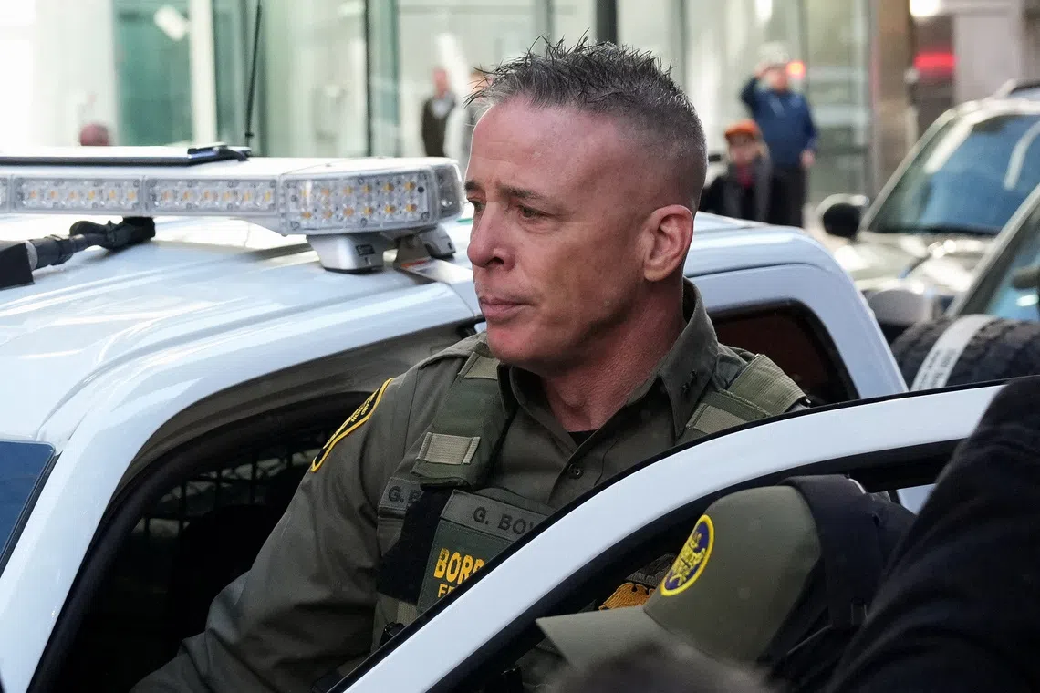 Greg Bovino, a roving Border Patrol operations commander who is leading U.S. President Donald Trump's immigration crackdown in the area, leaves court in Chicago, Illinois, U.S., October 28, 2025. REUTERS/Leah Millis
