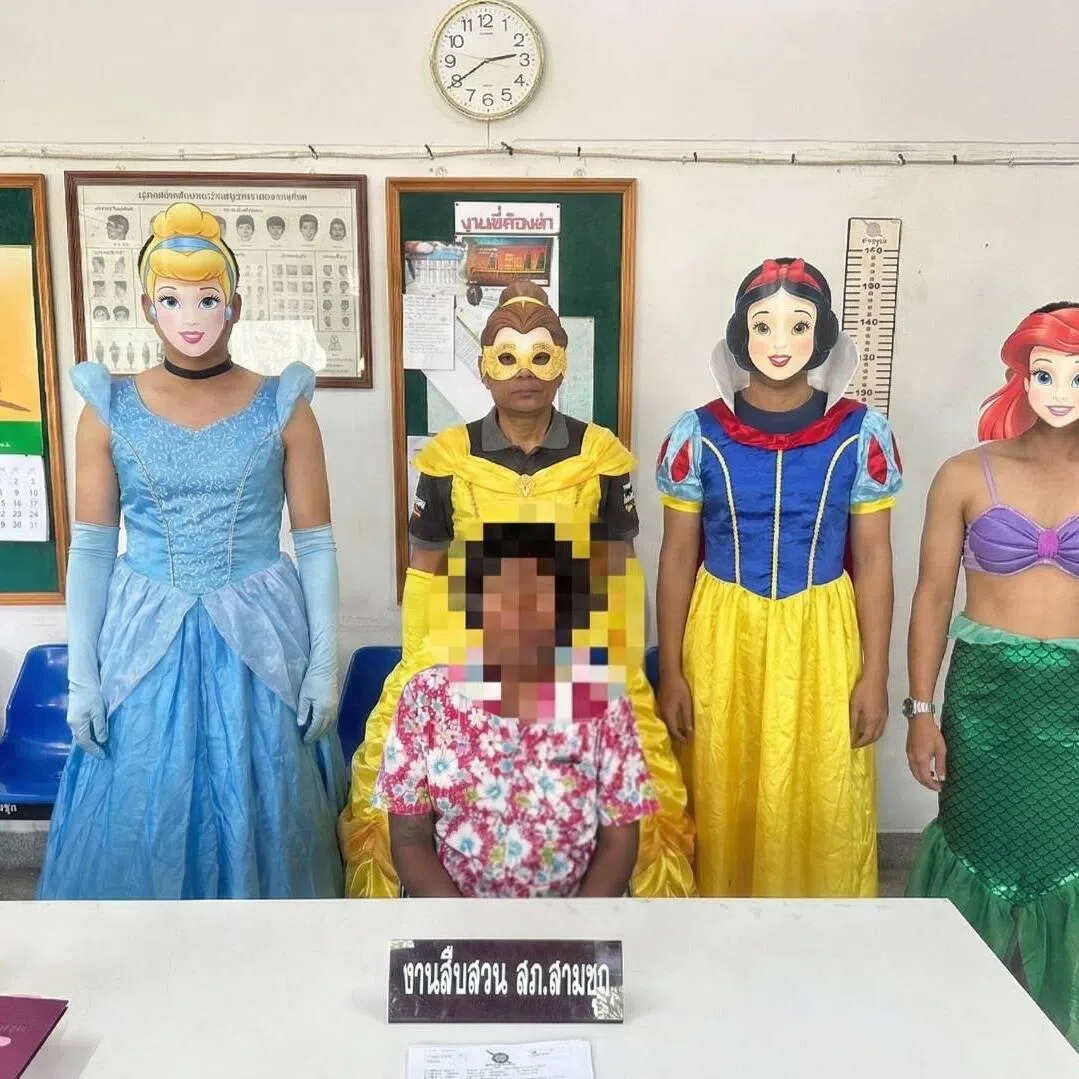 Thai police appearing as Disney Princesses, with the aid of Gen AI, when nabbing a criminal suspect.