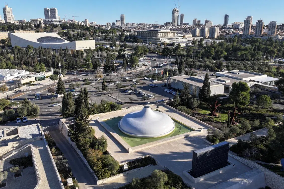 FILE PHOTO: A drone view of Jerusalem with the Knesset, the Israeli parliament and the Israel Museum, in Jerusalem February 4, 2025. REUTERS/Ilan Rosenberg/File photo
