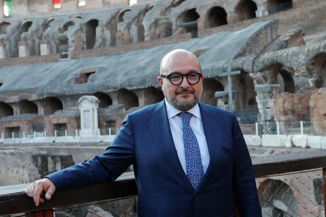 FILE PHOTO: Italian Minister of Culture Gennaro Sangiuliano poses for photographers at the end of an event inside the Colosseum, Rome, Italy May 30, 2023. REUTERS/Remo Casilli/File Photo