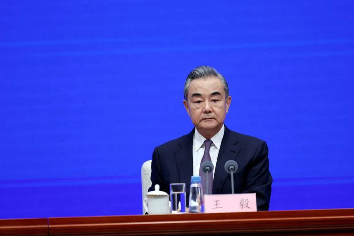 Chinese Foreign Minister Wang Yi attends a press conference on the white paper on \"A Global Community of Shared Future: China's Proposals and Actions\", in Beijing, China September 26, 2023. REUTERS/Shubing Wang/File Photo
