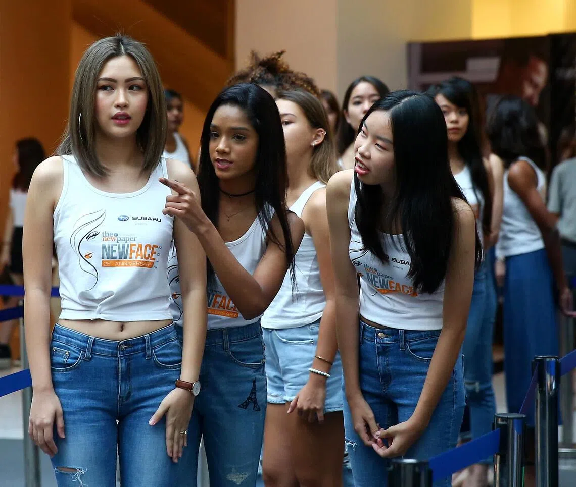 Hasyima (far left) was 23 when she was a finalist in The New Paper New Face 2017, a year after her first surgery to remove a tumour from her spine. 