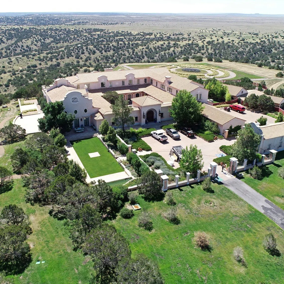 FILE PHOTO: Zorro Ranch, a former property of late financier Jeffrey Epstein, is seen in an aerial view near Stanley, New Mexico, U.S., July 15, 2019.  REUTERS/Drone Base/File Photo
